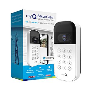 myQ Smart Garage Door Video Keypad with Wide-Angle Camera,Customizable PIN Codes,and Smartphone Control–Take Charge of Your Garage,White