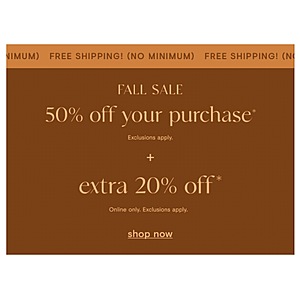 Loft.com Fall Sale 50% Off plus extra 20% Off