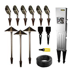 VOLT Landscape Lighting 9-piece Path & Area Light LED Starter Kit $379.99 Brass or Black Free Shipping Costco.com