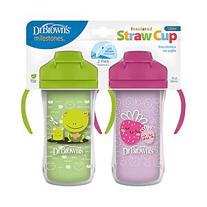 Dr. Brown's Milestones Insulated Sippy Cup, Green & Pink, 2-Pack $6.64