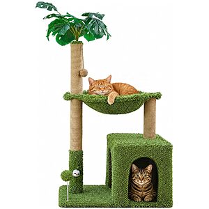 48" Woochpet Tropical Cat Tree Tower w/ Hammock, Condo & Scratching Posts (Green) $27.59 + Free Shipping w/ Prime or on $35+