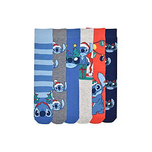 Men's 6-Pack Crew Socks, Sock Size 10-13 (Stitch, Spongebob, Nightmare Before Christmas) - from $4.23