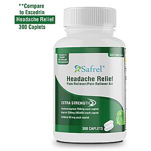 Amazon ~ Safrel Extra Strength Headache Relief (Generic Excedrin) 300ct $3.47 w/50% off coupon and 15% SS