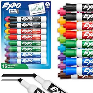 [SnS] $9 | 16-Count EXPO Low Odor Dry Erase Markers Chisel Tip Assorted Colors at Amazon