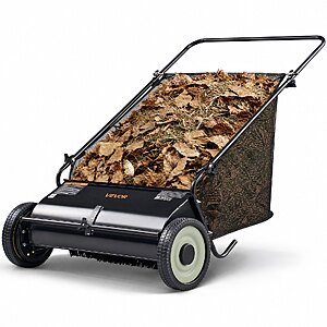 VEVOR Push Lawn Sweeper, 26-inch Leaf & Grass Collector, Strong Rubber Wheels & Heavy Duty Steel, Large Capacity 7 cu. ft. Hopper Bag $81