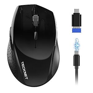 Tecknet Pro Silent Wireless Bluetooth Mouse w/ 6-Level DPI & 3-Device Connection (Black) $6.99 + Free Shipping w/ Prime or on $35+