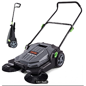 VEVOR Walk-behind Hand Push Floor Sweeper, 25.6" Sweeping Width Floor Sweeper Manual Non-Electric, 5-Gallon Waste Container $71