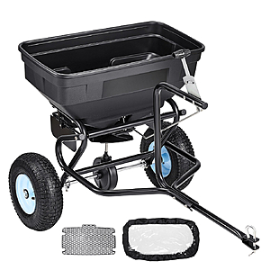 VEVOR Tow Behind Broadcast Spreader, 130LBS Capacity, Tow/Push Garden Spreader, 13” Tires, 30 Settings & 9.8 ft Spreading Width, Seed, Fertilizer $121