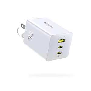 [Prime] 100W Baseus 3-Port Foldable GaN USB-C Wall Charger (White or Black) $21.99 + Free Shipping