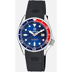 Deep Blue 41mm Pro Sea Diver 200 Quartz Silicone Strap Watch $60