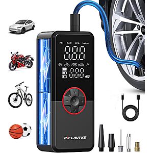 [Prime] 150PSI Inflavive Cordless Portable Air Compressor Tire Inflator w/ LED Light (Deep Red) $13.50 + Free Shipping
