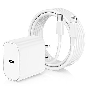 10' 20W Qalirvis USB-C to Lightning Cable Iphone Wall Charger (White) $4.99 + Free Shipping w/ Prime or on $35+