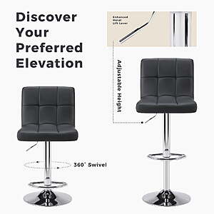 $79-$136 FS Walmart by EDX Bar Stools Set of 2 (armrests) or 4 (no armrest), Modern Adjustable Armless Swivel Counter Stools with PU Leather, Black or White