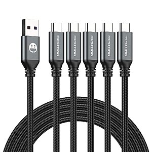 5-Pack 6' SmallEllectric USB-A to USB-C Nylon Braided Fast Charging Cable (Grey) $6.99 + Free Shipping w/ Prime or on $35+