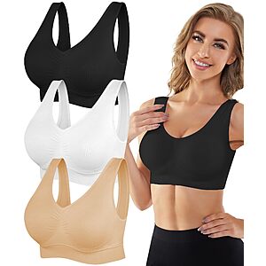 YADIFEN Womens Sports Bras 3/4/6 Pack Wireless Seamless Yoga Sleep Bra $14.03