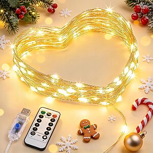 JMEXSUSS 100-Count 33' Orange & Purple Halloween Fairy Lights w/ Remote & Timer (USB) $4.99 + Free Shipping w/ Prime or on $35+