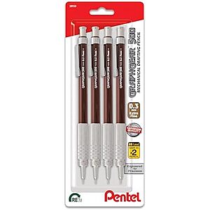 [SnS] $11.87 | 4-Pack Pentel GraphGear 500 Mechanical Drafting Pencil, (0.5mm), Fine Line, Black Barrel (PG525BP4A) at Amazon