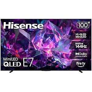 100" Hisense E7 Series Hi-QLED 4K 144Hz Mini-LED Fire TV (2026) $1698 + Free S&H