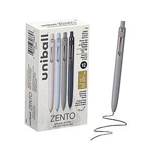 uniball™ Zento Gel Pens, Black Ink, 0.7mm Medium Point, 12 Count~$12.26 With S&S @ Amazon