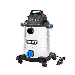 $54.97, FS, HART 8 Gallon Wet/Dry Vacuum, 6 Peak HP Motor, Stainless Steel Tank, Convertible to Blower, On-Board Storage, 17 ft Cleaning Reach
