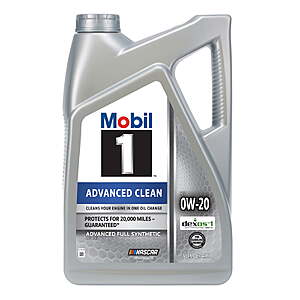 Select Mobile 1 Advance Clean & Hybrid Full Synthetic 5 quart Oil Jug (0w-20 5w-20 & 5w-30) - $33.97 + $4 Walmart Cash $34.97
