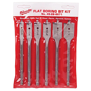New Open Box Milwaukee 49-22-0071 6-Piece Flat Boring Spade Bit 6" Universal Set + Free Shipping $12.88