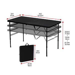 Mainstays 4 ft Adjustable Height Centerfold Folding Table, Black or White - $34.97