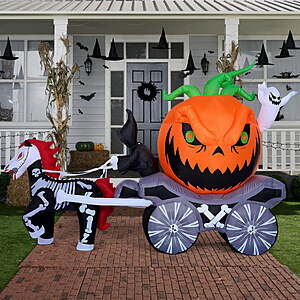 $59.21 FS Walmart by Joyin Joyfy 8ft Long Halloween Inflatables Outdoor Decorations,Spooky Pumpkin Carriage with Built-in LEDs,