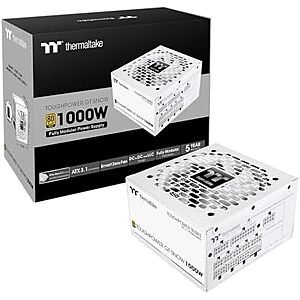 $99.99* | Thermaltake Toughpower GT 1000W; ATX 3.1; Native PCIe 5.1 12V-2x6; Full Modular PSU at Amazon