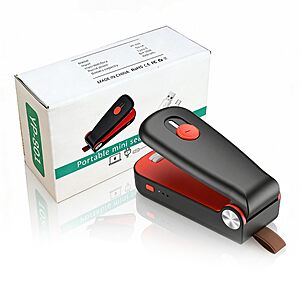 NEATEST Mini Bag Sealer, Upgraded USB Rechargeable 3 Heat Levels Chip Bag Sealer Black $5.99
