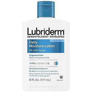 Lubriderm Fragrance Free Daily Moisture Lotion + Pro-Ceramide, Shea Butter & Glycerin Fragrance Free, 6.0 fl oz $2.29