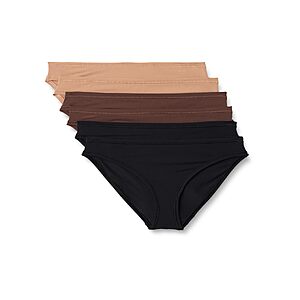 Amazon Essentials Women's Peached Microfiber Bikini Panty, Pack of 6, Black / Washed Bronze / Rich Hazel, X-Small $4.7