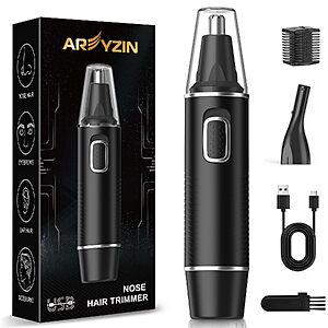 AREYZIN Nose & Ear Hair Trimmer $14.44 – Rechargeable 2-in-1 Facial Hair Trimmer, IPX7 Waterproof