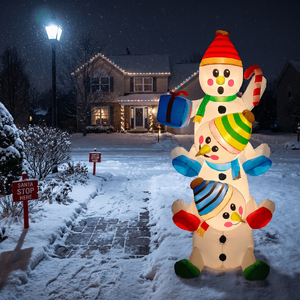 HEEYCEM 6 FT Christmas Inflatables Outdoor Decorations Stacked Snowman with Build-in LEDs Blow up Christmas Yard Decoration $49.99