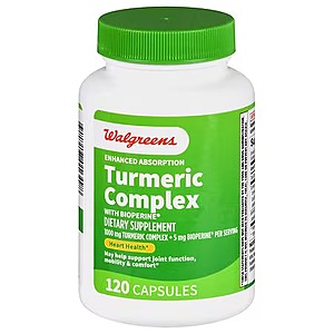 Walgreens Enhanced Absorption Turmeric Complex with BioPerine Capsules (60 days) (Packaging May Vary), 120 EA (2) x $4.79