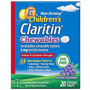 Claritin Children's 24 Hour Chewable Tablets Grape, 20.0 ea $8.49