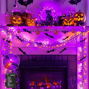 [Prime] 10' 120 LED Brightown Orange and Purple Battery Operated Halloween Fairy Lights Outdoor w/ Timer and 8 Modes   $4.99 + Free Shipping
