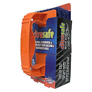 $5.97 FS WALMART+ Citrusafe BBQ Grill Scrubber with Handle and 3 Heavy Duty Blue Nylon Pads