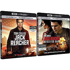 Jack Reacher / Jack Reacher: Never Go Back [4K UHD + Blu Ray + Digital ]  $22.99 Walmart.com