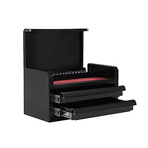 Hyper Tough Mini 10-Inch 2-Drawer Steel Toolbox, Black $20