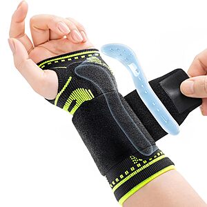 SOLOEVER Carpal Tunnel Compression Wrist Brace w/ Removable Splint & Adjustable Strap (S-XXL, Left or Right Hand) $5.99 + Free Shipping w/ Prime or on $35+