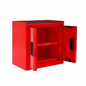 Hyper Tough Mini Tool Cabinet, 11.6 in, Steel, Red, Double Doors, Non-Slip Top Mat $20
