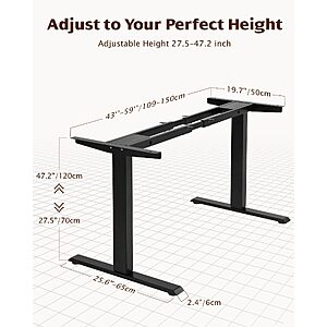 TOPSKY Dual Motor Electric Standing Desk Frame $100 + Free S/H