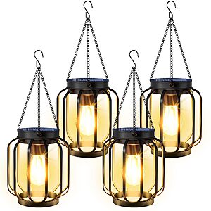 Amazon – 4-Pack Waterproof Solar Hanging Lanterns - $24.99 w/ Code