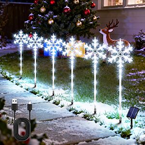 Amazon – 6-Pack Solar Snowflake Pathway Lights - $19.99 w/ Code