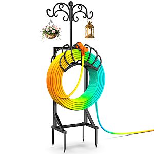 COZEER Freestanding Garden Water Hose Holder with Shepherds Hooks $18.69 + Free Shipping