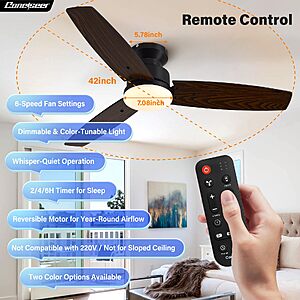 42" Conciseer Flush Mount Ceiling Fans with Lights and Remote $30 + Free S/H