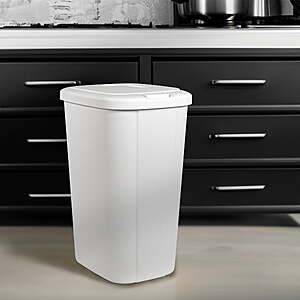 Hefty Kitchen Trash Can, 13.3 Gallon Plastic Touch Top Garbage Bin with Push Button Lid, White $16.96
