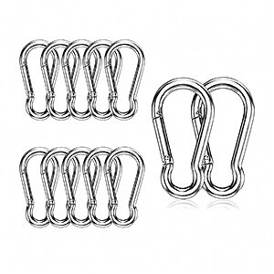 12-Pack 3" High-PQ M8 Heavy Duty Spring Snap Hook Carabiner Clips (Silver) $6.49 + Free Shipping w/ Prime or on $35+