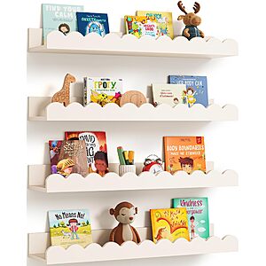 4-Piece Seocry Kids' Wooden Scalloped Wall Bookshelves (White) 16.5" $14.98, 23" $19.99 + Free Shipping w/ Prime or on $35+